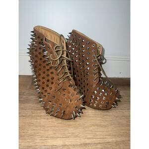 VINTAGE Dominatrix GOTHIC DOG COLLAR High Heels Womens Size 9 Studded Boots